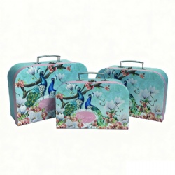 HF999798 3 Pack Paperboard Suitcases Storage Box Decorative Boxes Storage Gift Boxes With Lids for Photo Storage Home Decoration, Wedding, Birthday, Anniversary