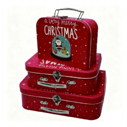 HF112224 Promotional Rigid Cardboard Handmade Box Paper Suitcase Box with Handle Paper Suitcase Luxury